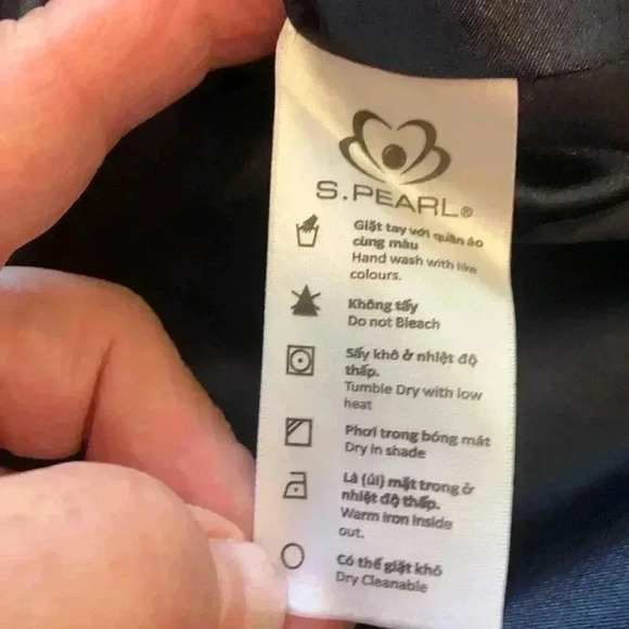 S Pearl Fitted Dress Blue w Silver Roses Size 4 - Picture 5 of 5